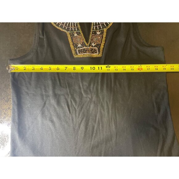 White Stag Black Sleeveless Beaded Neckline Top Sz XL - Picture 6 of 9